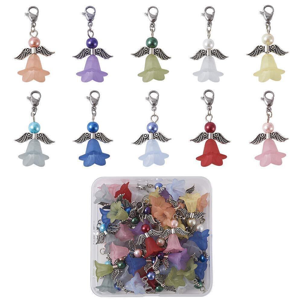 1017 40pcs Angel Wing Charms Tibetan Style Angel Beads Mixed Color Wing